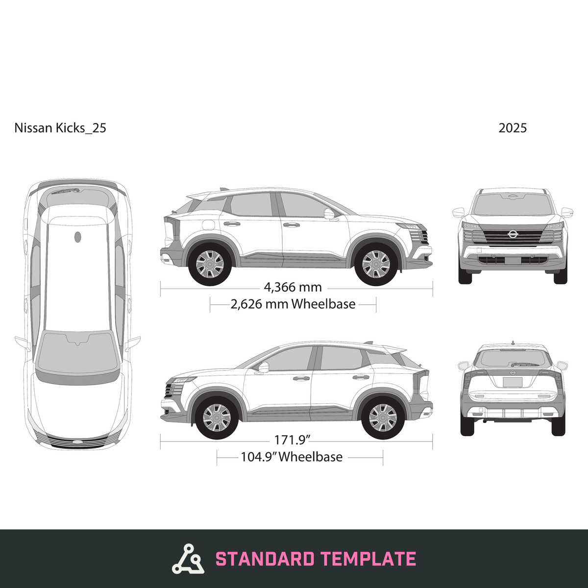 2025 Nissan Kicks vector wrap template, Design-Ready PDF - GravBase