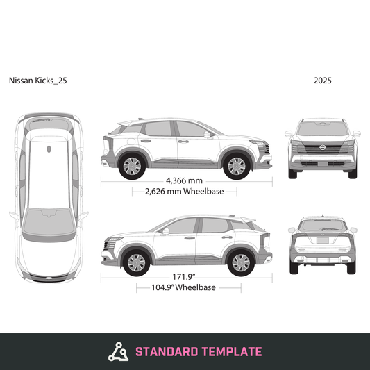 2025 Nissan Kicks vector wrap template, Design-Ready PDF - GravBase