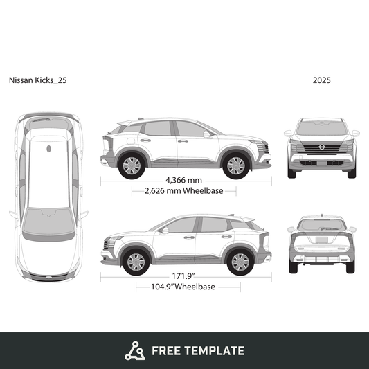 2025 Nissan Kicks free vector vehicle wrap template - GravBase