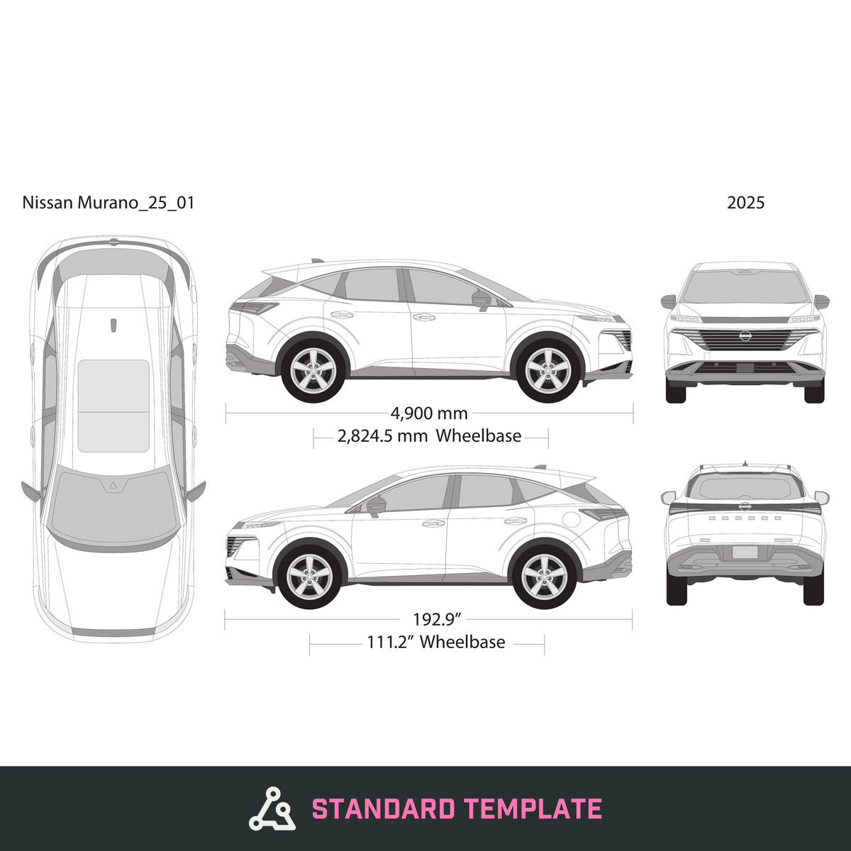 2025 Nissan Murano vector wrap template, Design-Ready PDF - GravBase