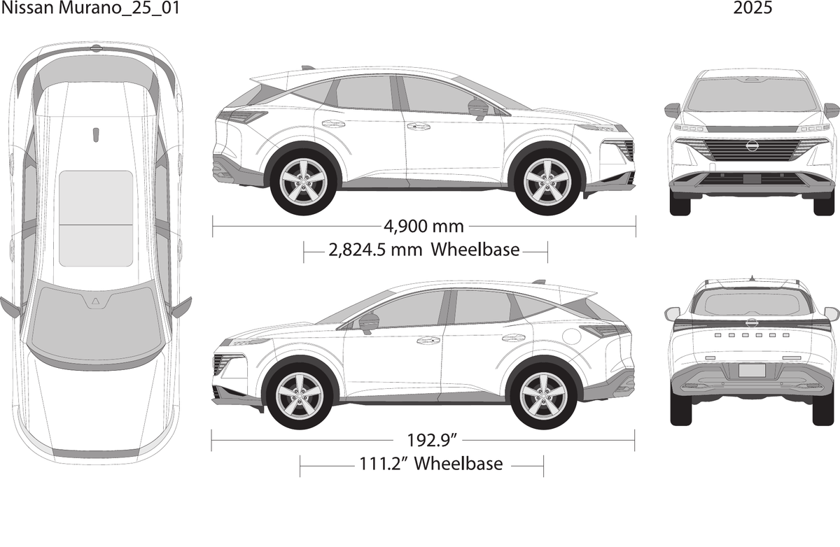 2025 Nissan Murano vector wrap template, Design-Ready PDF - GravBase
