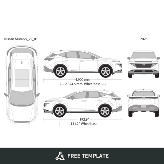 2025 Nissan Murano free vector vehicle wrap template - GravBase