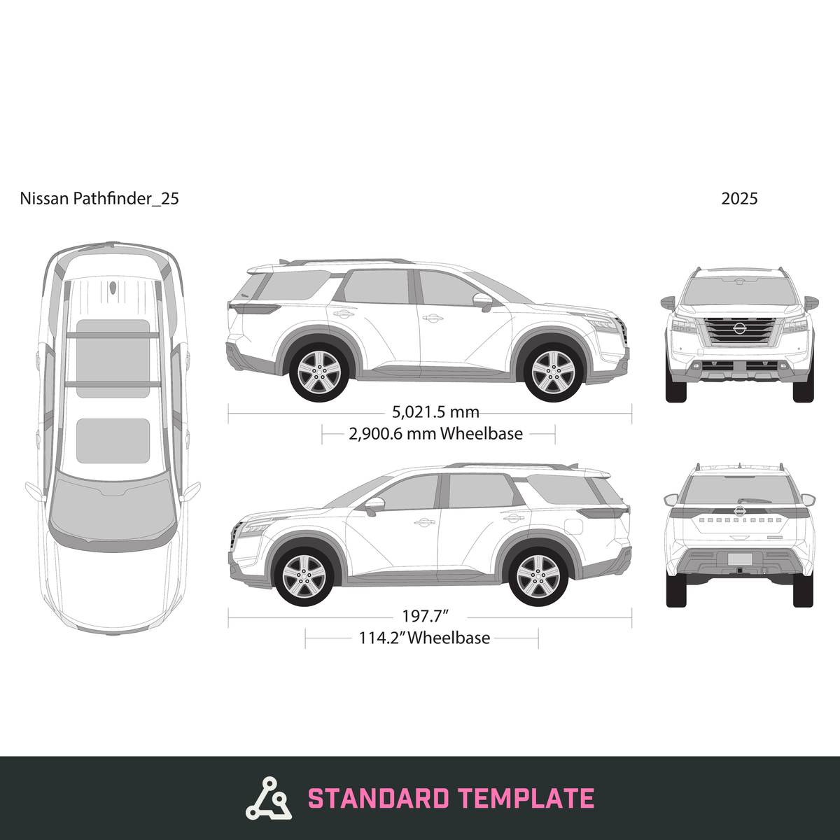 2025 Nissan Pathfinder vector wrap template, Design-Ready PDF - GravBase