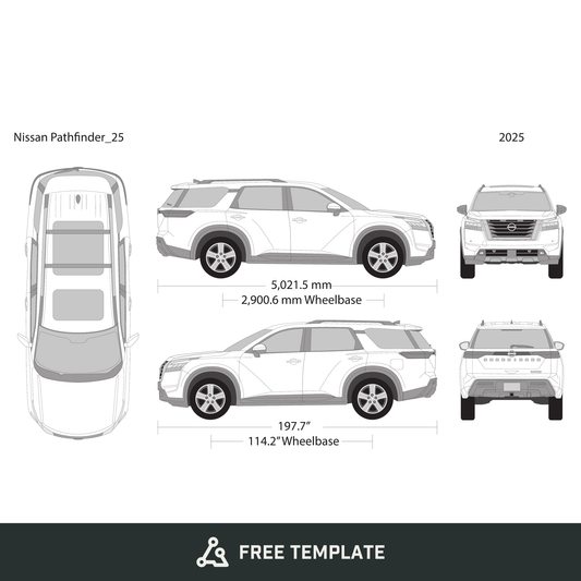 2025 Nissan Pathfinder free vector vehicle wrap template - GravBase