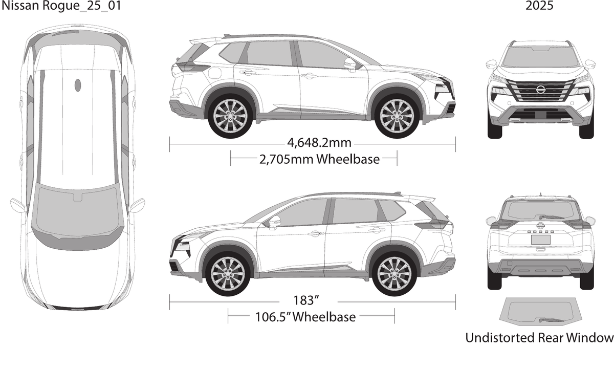 2025 Nissan Rogue vector wrap template, Design-Ready PDF - GravBase