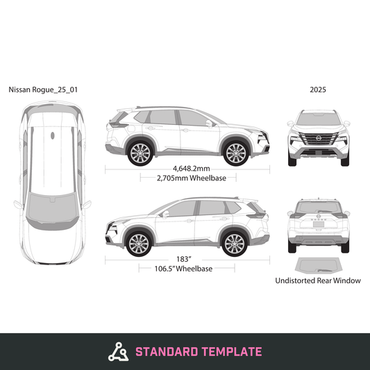 2025 Nissan Rogue vector wrap template, Design-Ready PDF - GravBase