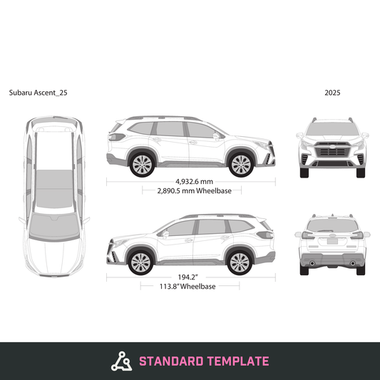 2025 Subaru Ascent vector wrap template, Design-Ready PDF - GravBase