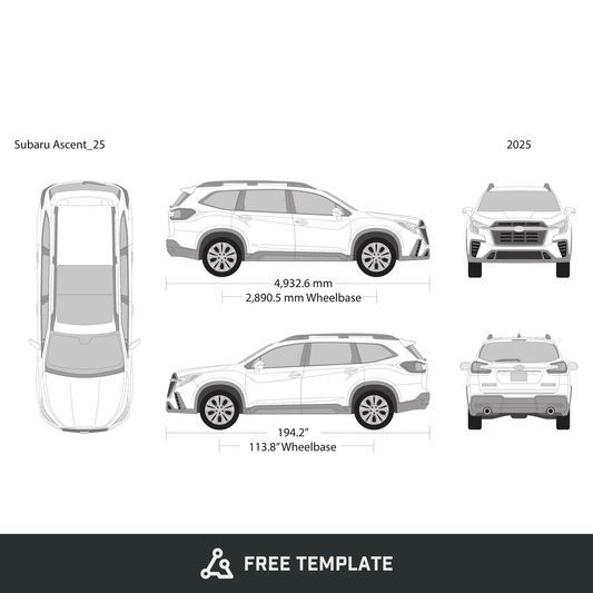 2025 Subaru Ascent free vector vehicle wrap template - GravBase
