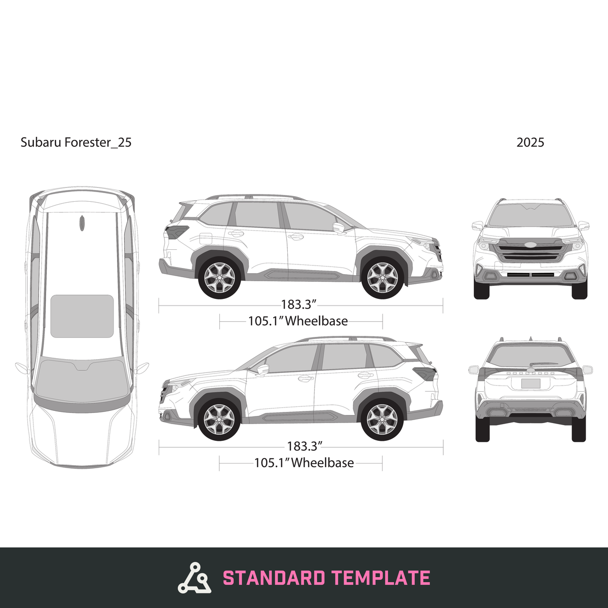 2025 Subaru Forester vector wrap template, Design-Ready PDF - GravBase