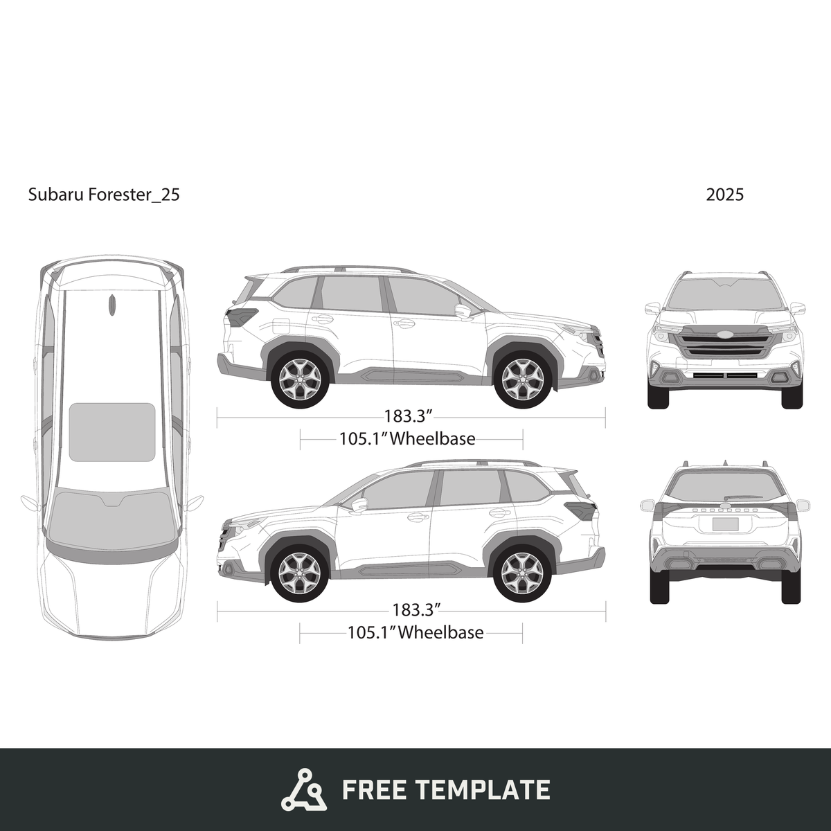 2025 Subaru Forester free vector vehicle wrap template - GravBase