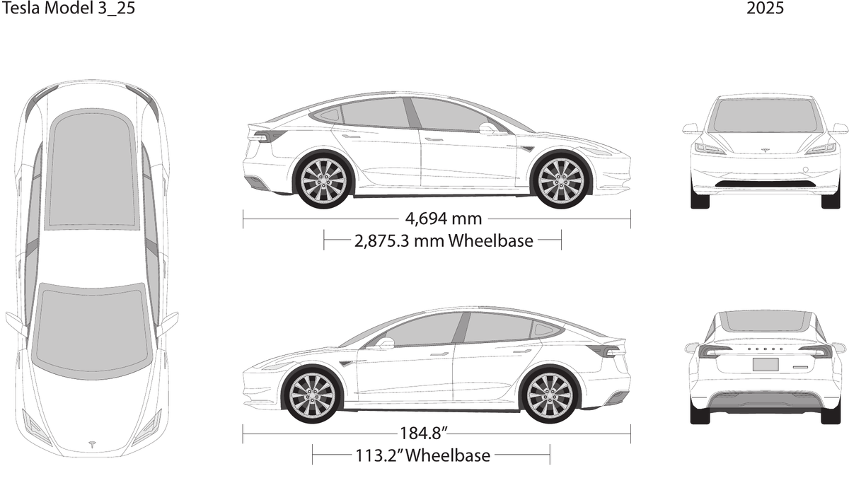 2025 Tesla Model 3 vector wrap template, Design-Ready PDF - GravBase