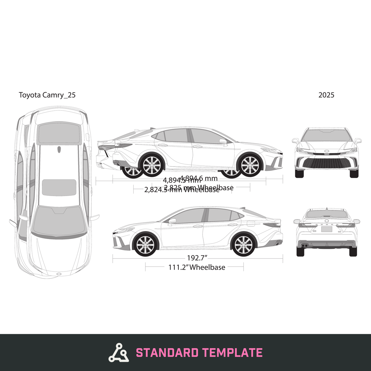 2025 Toyota Camry vector wrap template, Design-Ready PDF - GravBase