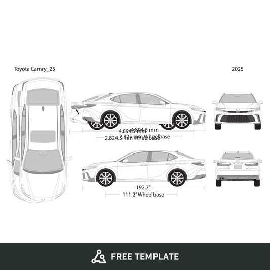 2025 Toyota Camry free vector vehicle wrap template - GravBase