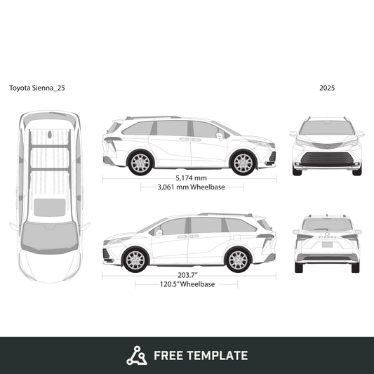 2025 Toyota Sienna free vector vehicle wrap template - GravBase