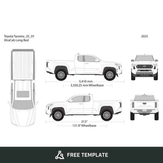 2025 Toyota Tacoma free vector vehicle wrap template - GravBase