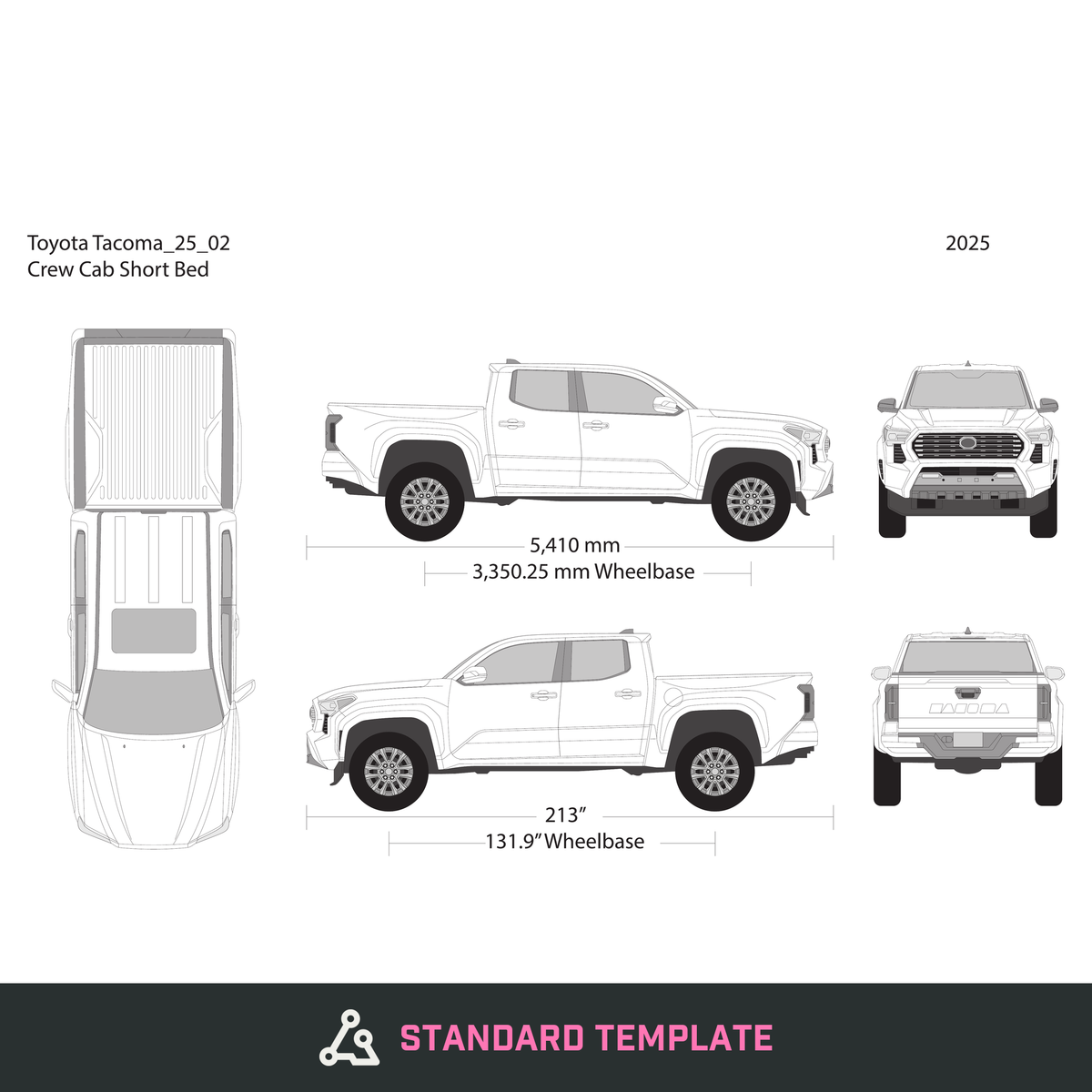 2025 Toyota Tacoma vector wrap template V02, Design-Ready PDF - GravBase