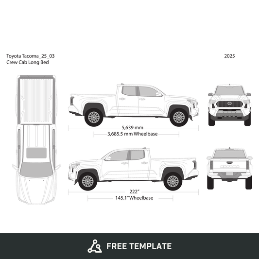2025 Toyota Tacoma free vector vehicle wrap template - GravBase