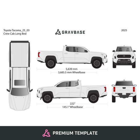 2025 Toyota Tacoma vector wrap template V03, Premium Full Color - GravBase