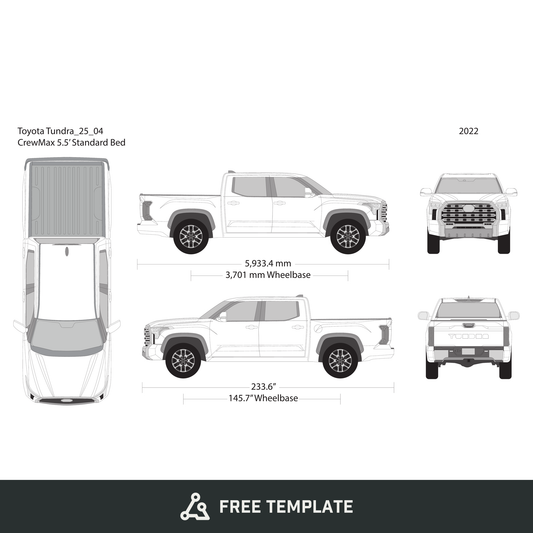 2025 Toyota Tundra free vector vehicle wrap template - GravBase