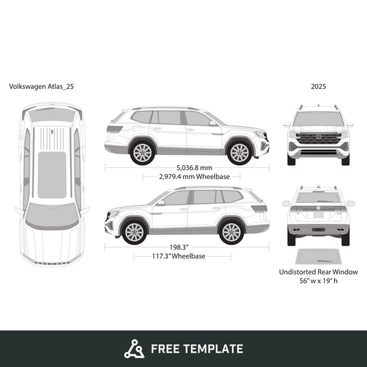 2025 Volkswagen Atlas free vector vehicle wrap template - GravBase