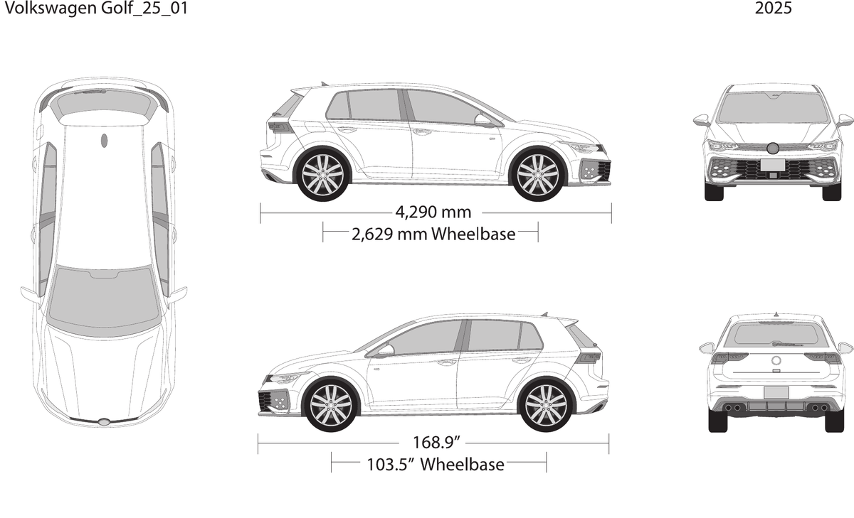2025 Volkswagen Golf vector wrap template, Design-Ready PDF - GravBase