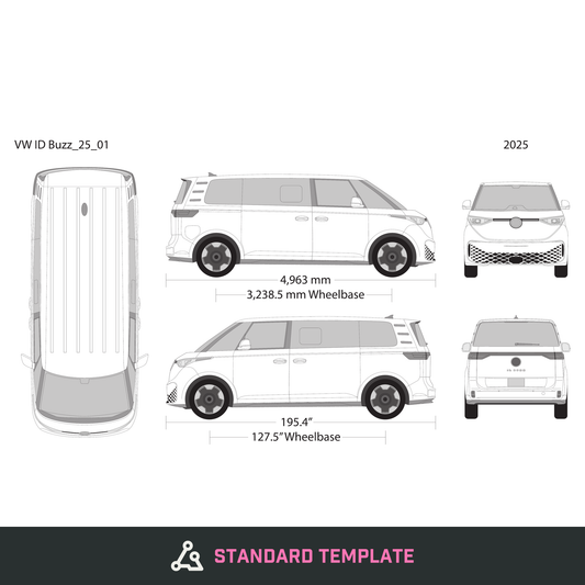 2025 Volkswagen ID Buzz vector wrap template, Design-Ready PDF - GravBase