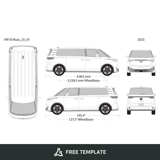 2025 Volkswagen ID Buzz free vector vehicle wrap template - GravBase
