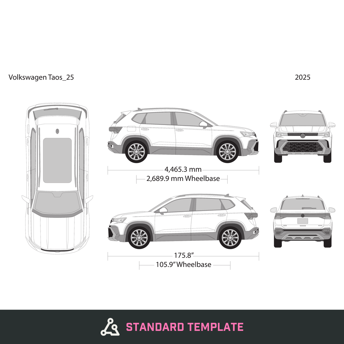 2025 Volkswagen Taos vector wrap template, Design-Ready PDF - GravBase