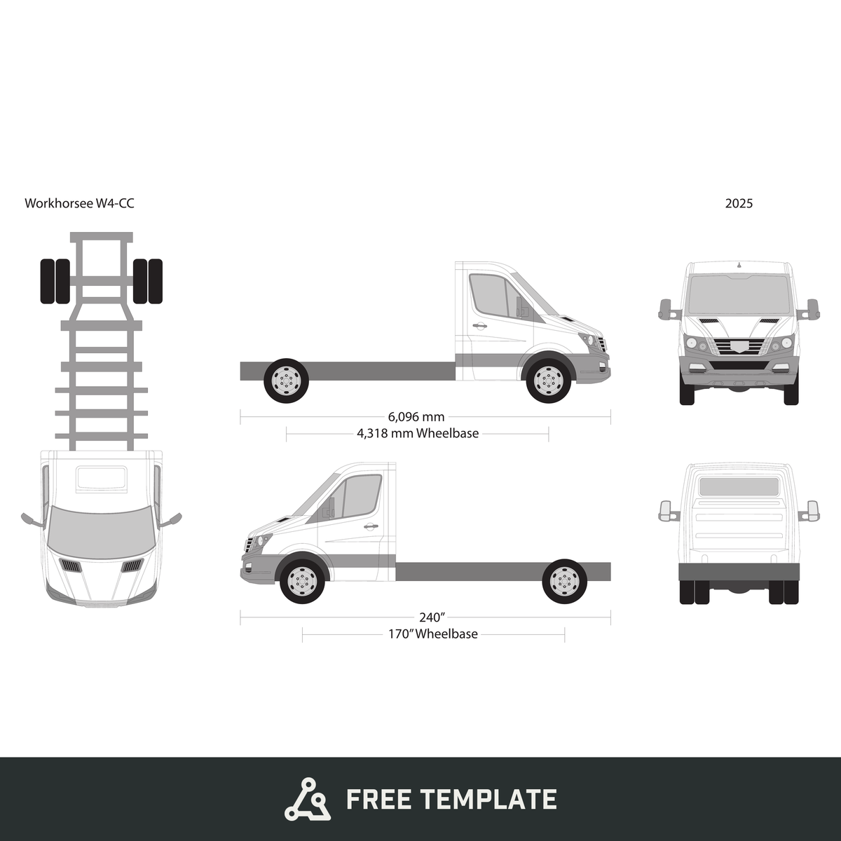 2025 Workhorse W4CC free vector vehicle wrap template - GravBase