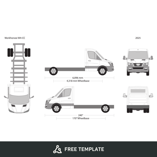 2025 Workhorse W4CC free vector vehicle wrap template - GravBase
