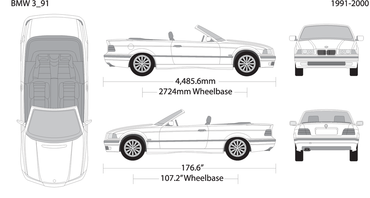 Bmw 3 1991 2000 V97 Vehicle Wrap Template