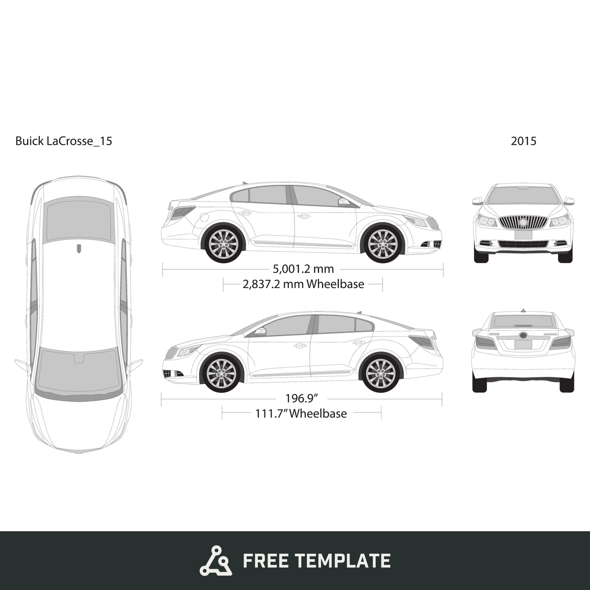Buick Lacrosse free vector vehicle wrap template - GravBase