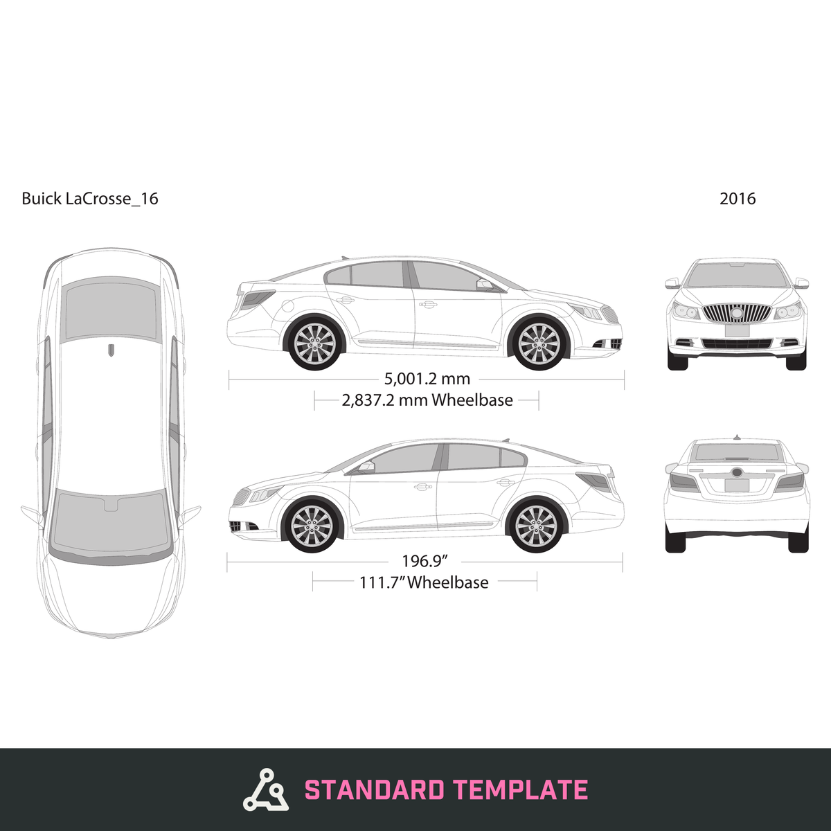 Buick Lacrosse vector wrap template V16, Design-Ready PDF - GravBase