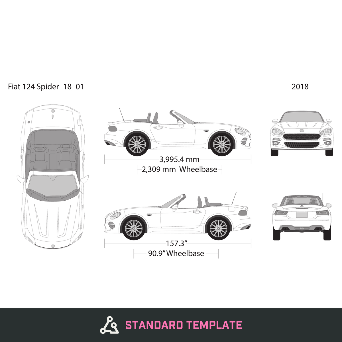Fiat 214 Spider vector wrap template, Design-Ready PDF - GravBase