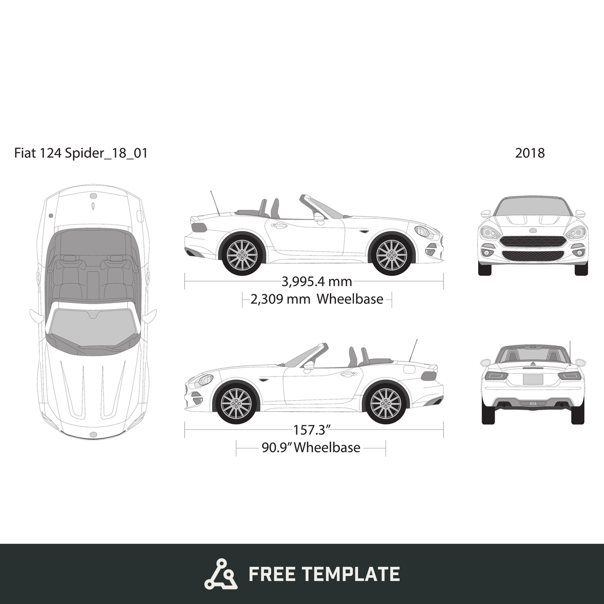 Fiat 214 Spider free vector vehicle wrap template - GravBase