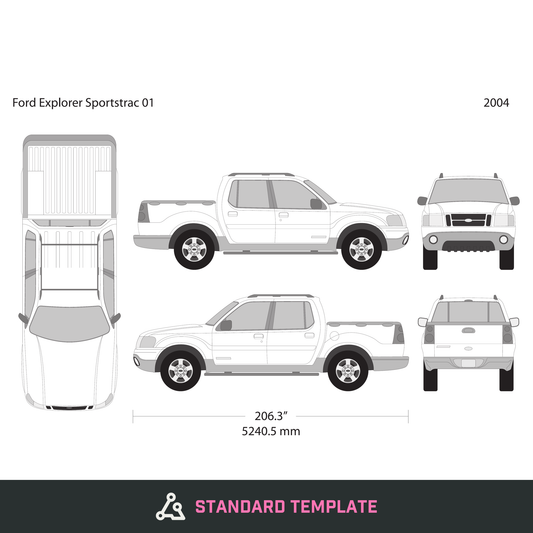 Ford Explorer Sport Trac vector wrap template, Design-Ready PDF - GravBase