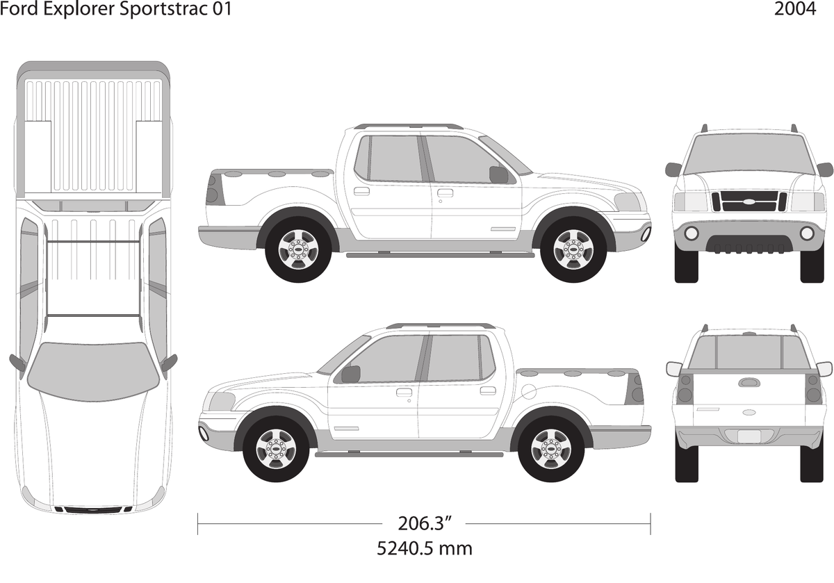 Ford Explorer Sport Trac vector wrap template, Design-Ready PDF - GravBase