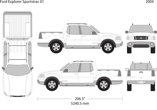 Ford Explorer Sport Trac vector wrap template, Design-Ready PDF - GravBase