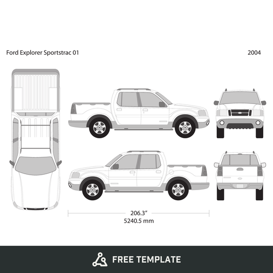 Ford Explorer Sport Trac free vector vehicle wrap template - GravBase