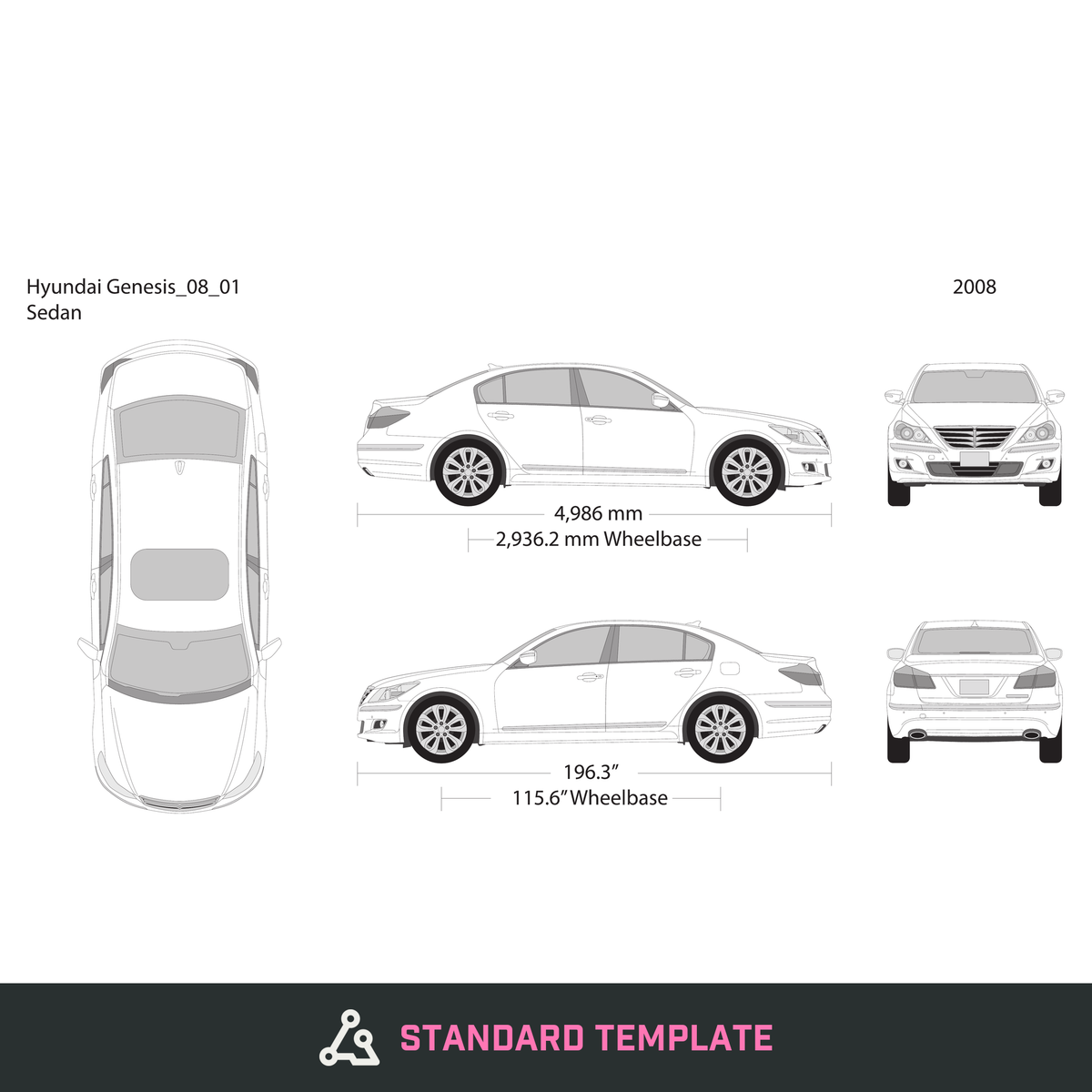 Hyundai Genesis vector wrap template, Design-Ready PDF - GravBase