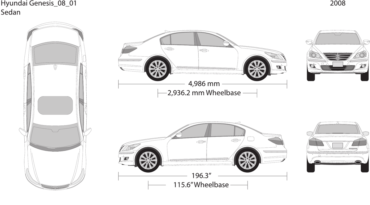 Hyundai Genesis vector wrap template, Design-Ready PDF - GravBase