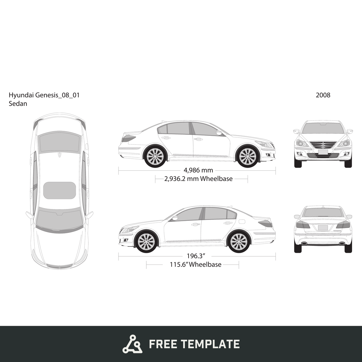 Hyundai Genesis free vector vehicle wrap template - GravBase