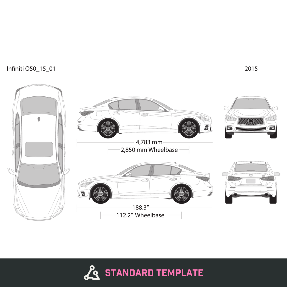 Infiniti Q50 vector wrap template, Design-Ready PDF - GravBase