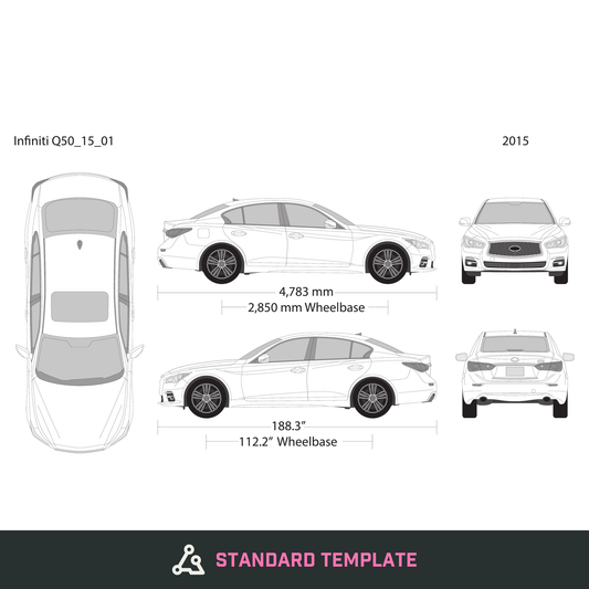 Infiniti Q50 vector wrap template, Design-Ready PDF - GravBase