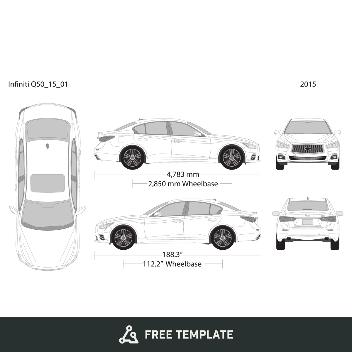 Infiniti Q50 free vector vehicle wrap template - GravBase
