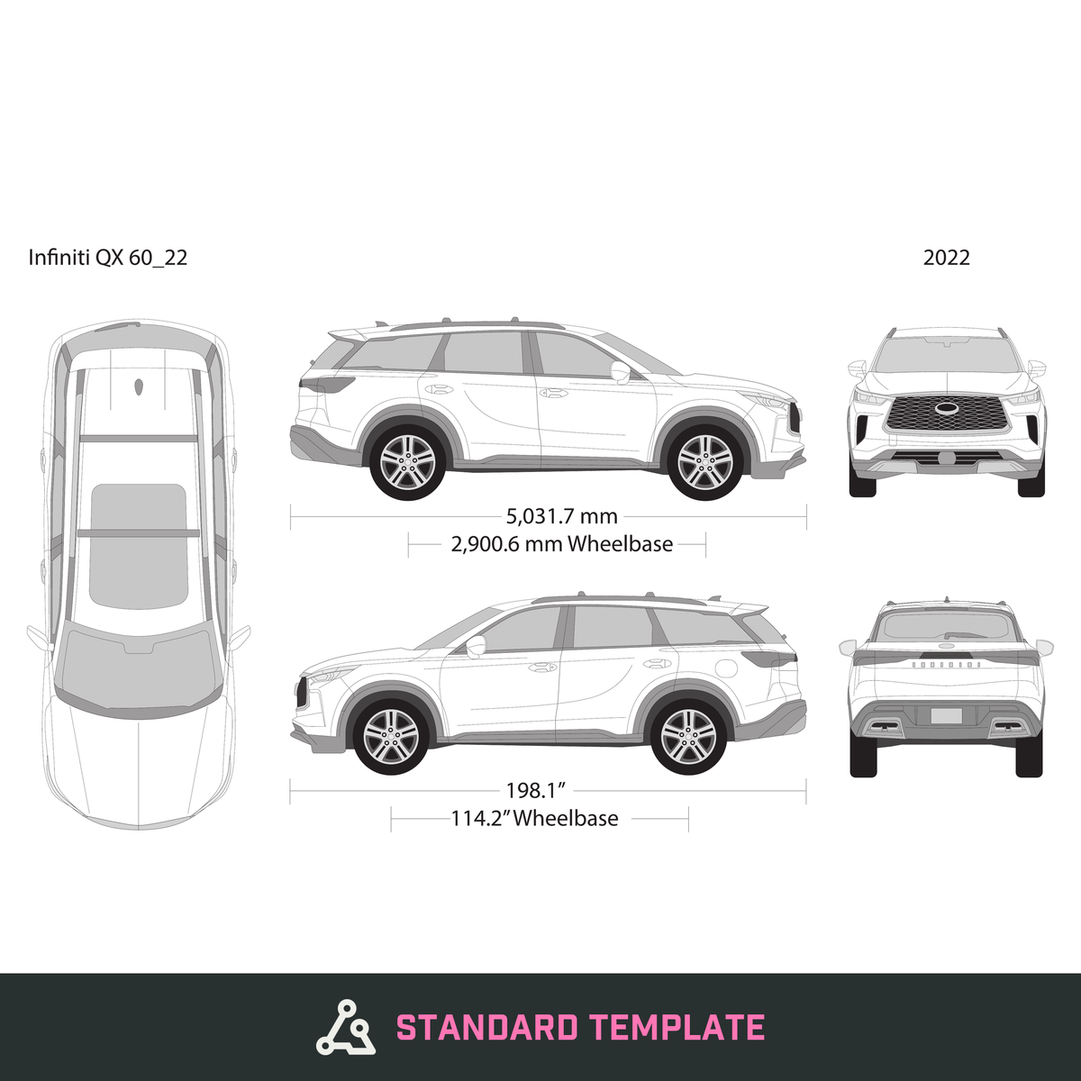 Infiniti QX60 vector wrap template V22, Design-Ready PDF - GravBase