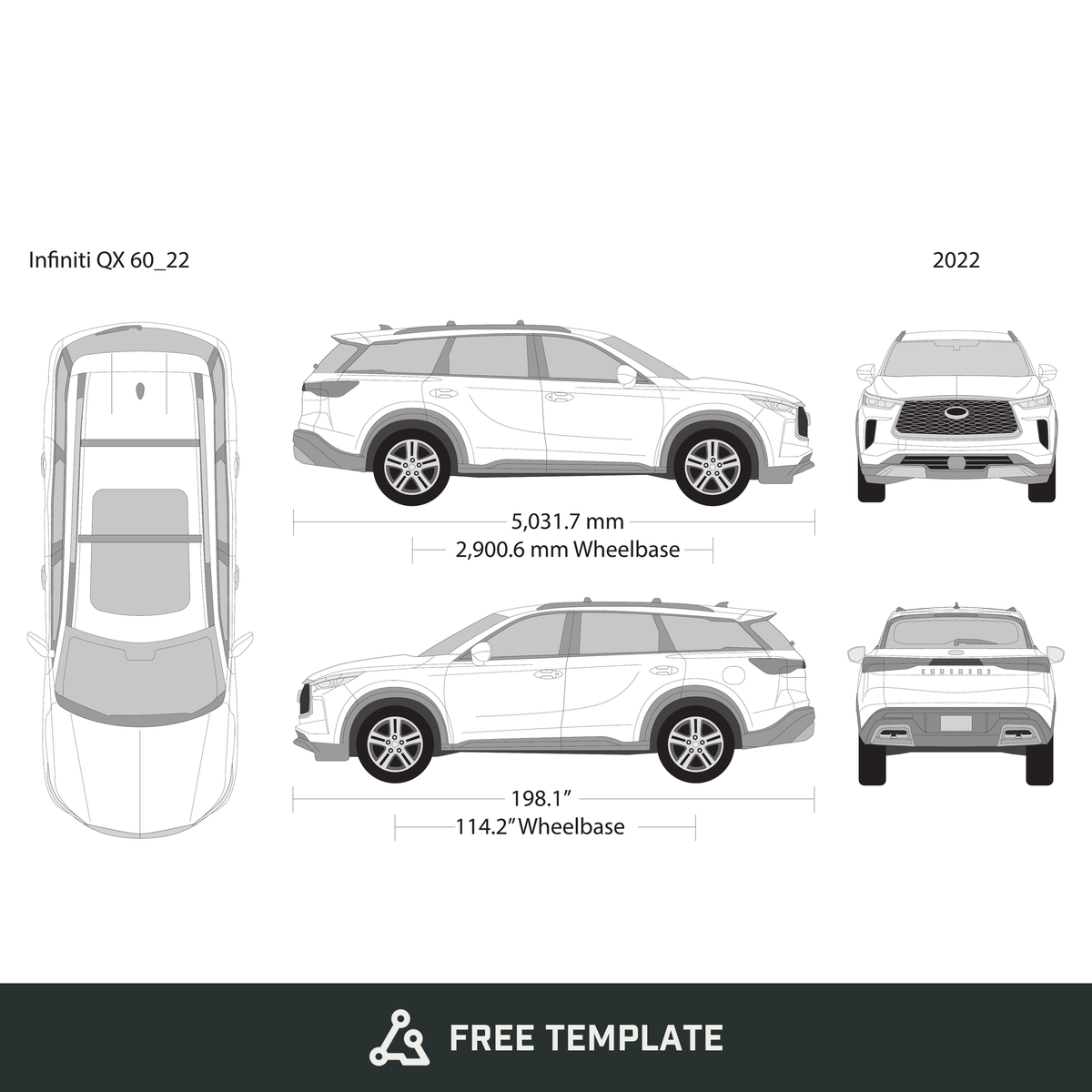 Infiniti QX60 free vector vehicle wrap template - GravBase