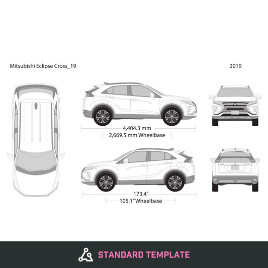 Mitsubishi Eclipse Cross vector wrap template V19, Design-Ready PDF - GravBase