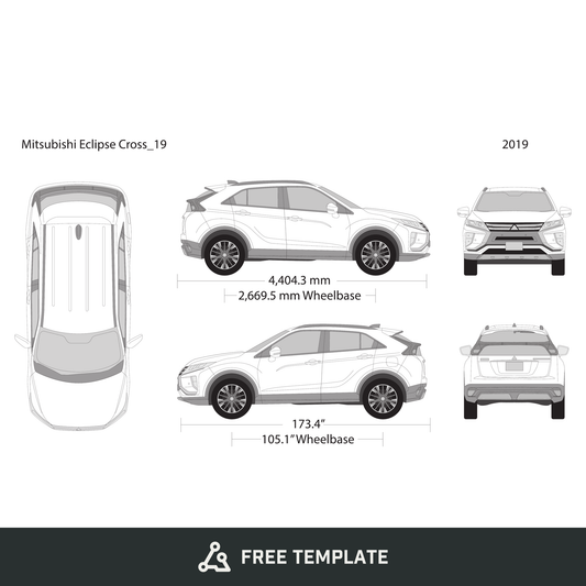 Mitsubishi Eclipse Cross free vector vehicle wrap template - GravBase