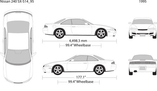 Nissan 240 SX S14 free vector vehicle wrap template - GravBase